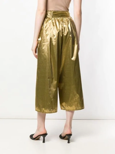 Shop Forte Forte Cropped Wide Leg Trousers In Gold