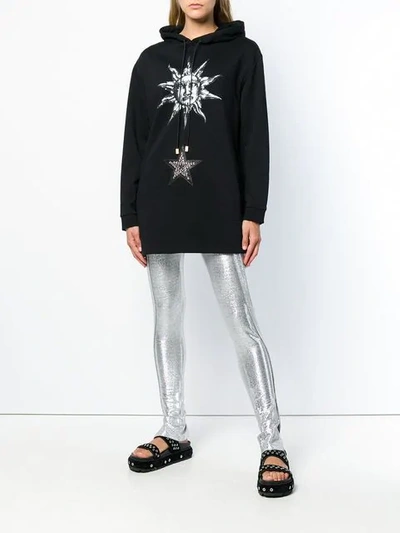 Shop Fausto Puglisi Cosmic Print Hooded Sweatshirt - Black