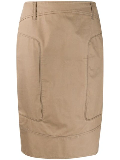 Pre-owned Gucci Seam Detailed Pencil Skirt - Neutrals