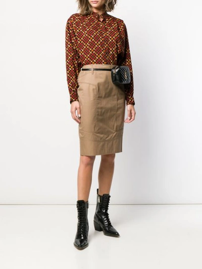 Pre-owned Gucci Seam Detailed Pencil Skirt - Neutrals