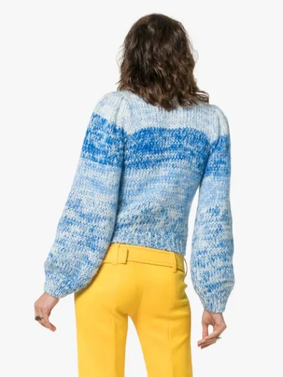 Shop Ganni Julliard Knitted Long Sleeve Jumper In Blue