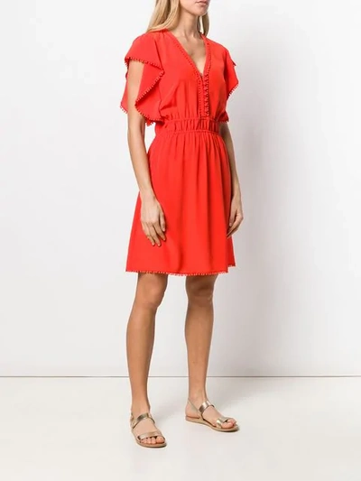 Shop Vanessa Bruno Embellished V-neck Midi Dress In Orange