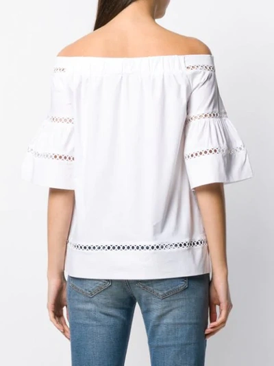 Shop Michael Kors Embroidered Off Shoulder Blouse In White