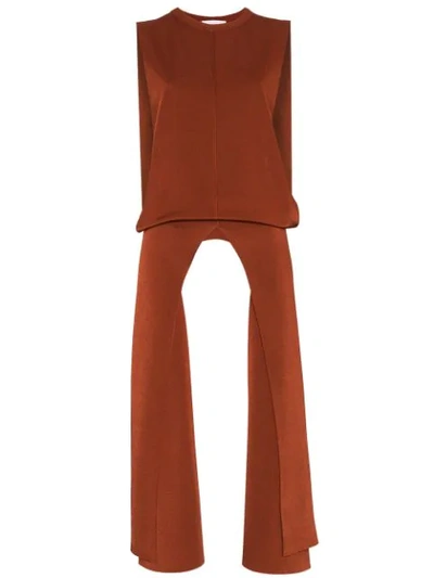 Shop Chloé Knitted Metallic Double Faced Long Top In Brown