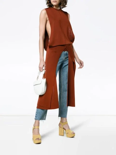 Shop Chloé Knitted Metallic Double Faced Long Top In Brown