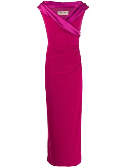 Shop Blanca Fitted Evening Dress - Pink