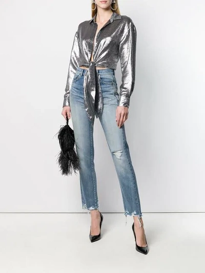 Shop Alexandre Vauthier Tie Knot Cropped Shirt In Metallic