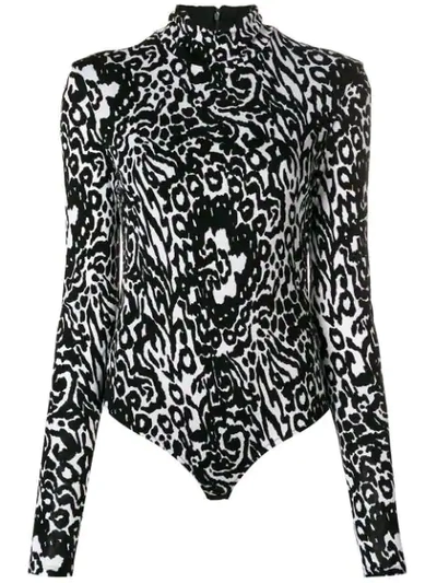 Shop Versace Animal Print Bodysuit In Black