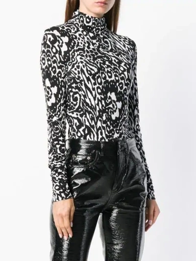 Shop Versace Animal Print Bodysuit In Black