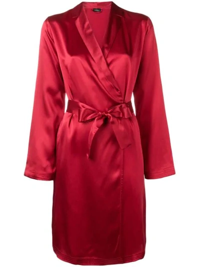 Shop La Perla Kimono Short Robe In Red