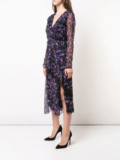 Shop Jason Wu Collection Gathered Floral Dress In Black