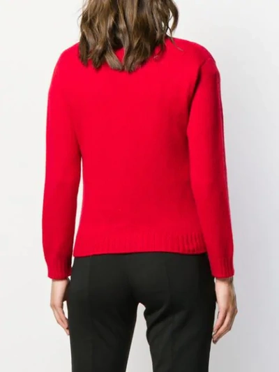 Shop Prada Fine Knit Cardigan In Red