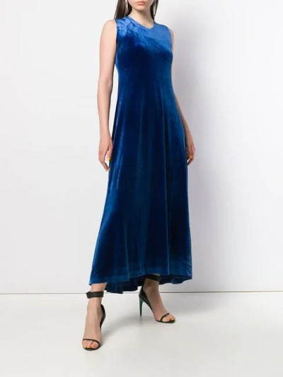 Shop Norma Kamali Sleeveless Flared Dress In Blue