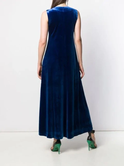 Shop Norma Kamali Sleeveless Flared Dress In Blue