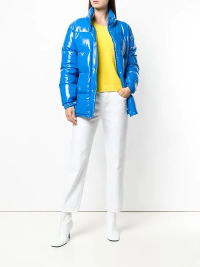 Shop Alberta Ferretti Zipped Padded Jacket In Blue