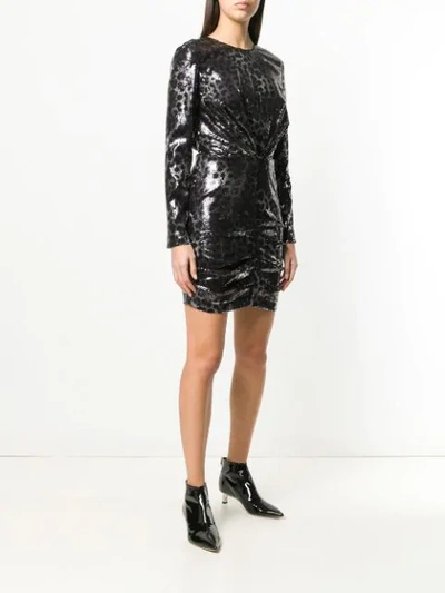 Shop Msgm Leopard Print Sequin Dress In Silver