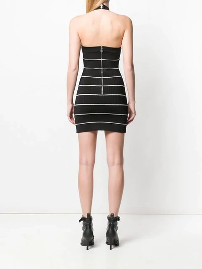 Shop Balmain Striped Knit Dress In Black