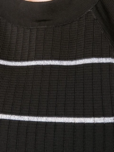 Shop Balmain Striped Knit Dress In Black