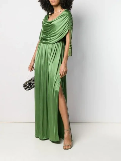 Shop Lanvin Long Draped Dress In Green