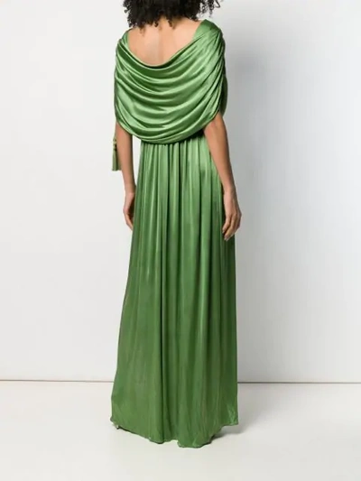 Shop Lanvin Long Draped Dress In Green