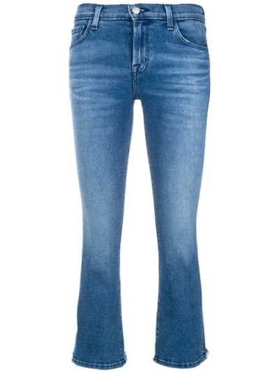 Shop J Brand Bootcut Cropped Jeans In Blue