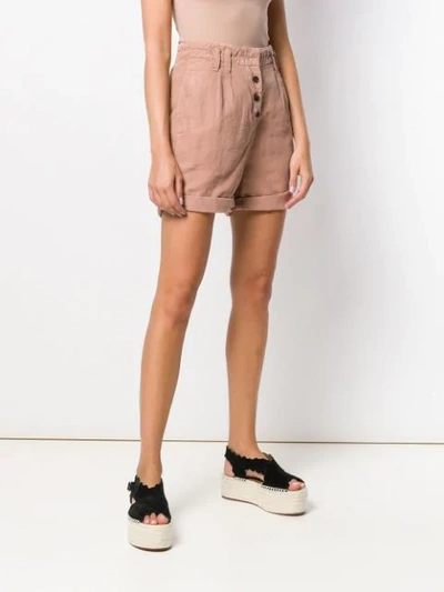 Shop Cotélac High Rise Buttoned Shorts - Neutrals