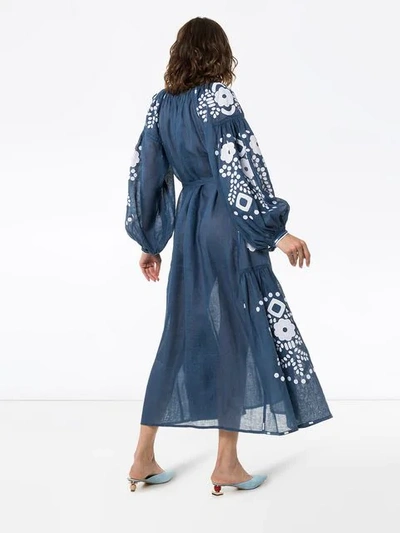 Shop Vita Kin Cherry Blossom Linen Maxi Dress In Blue