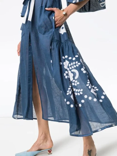 Shop Vita Kin Cherry Blossom Linen Maxi Dress In Blue