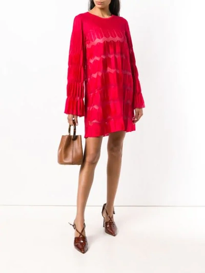 Shop Antonino Valenti Pleated Shift Dress In Red