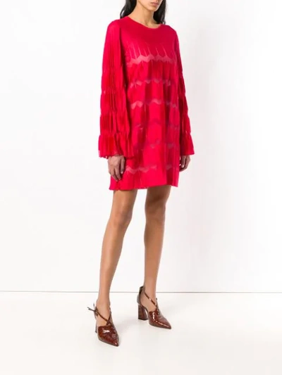 Shop Antonino Valenti Pleated Shift Dress In Red