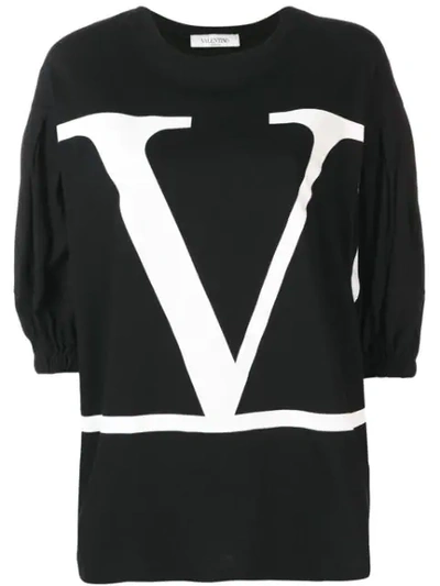 Shop Valentino Vlogo Print Top In 0ni Black White