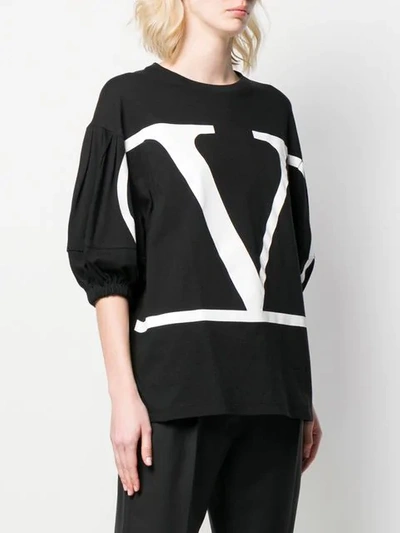 Shop Valentino Vlogo Print Top In 0ni Black White