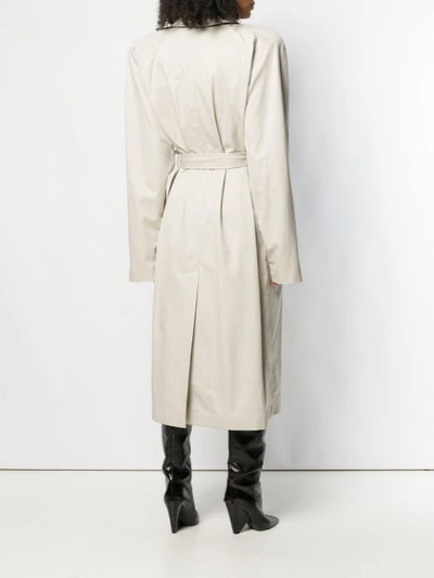 Shop Balenciaga Shoulder Pad Trench Coat - Neutrals