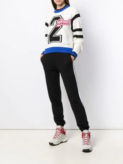 Msgm Embroidered Cotton-blend Fleece Track Pants In Black