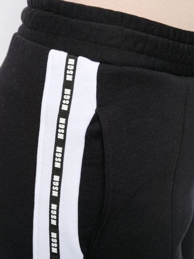 Msgm Embroidered Cotton-blend Fleece Track Pants In Black