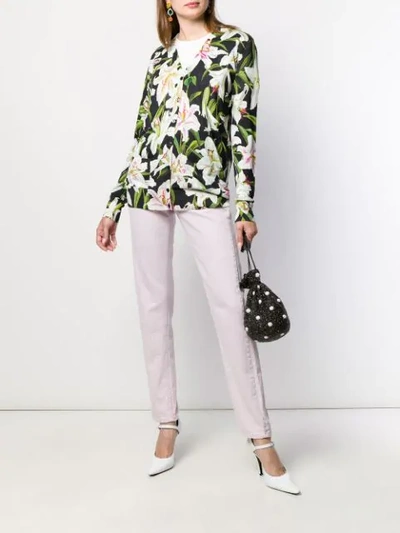 Shop Dolce & Gabbana Floral Print Cardigan In Green