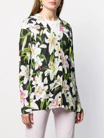 Shop Dolce & Gabbana Floral Print Cardigan In Green