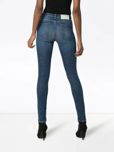 Shop Off-white Embroidered Logo Stretch Skinny Jeans In 8700 Blue