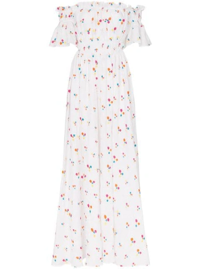Shop All Things Mochi Nana Printed Maxi Dress In White