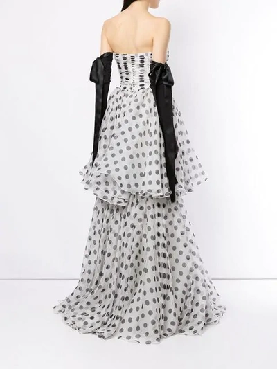Shop Isabel Sanchis Tiered Polka Dot Ball Gown In White Black