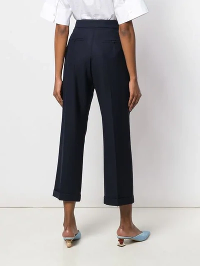 Shop Jacquemus High Waisted Cropped Trousers In Blue