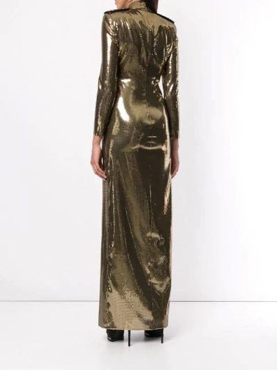 Shop Ralph Lauren Sequin Shirt Dress In Gold