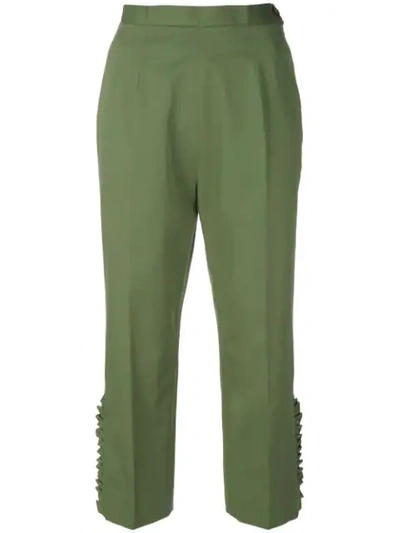 Shop I'm Isola Marras Cropped Ruffle Trousers In Green
