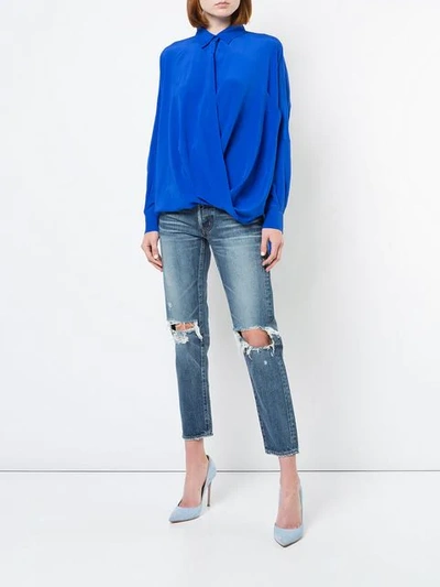 Shop Moussy Vintage Cropped Ripped Knee Jeans - Blue