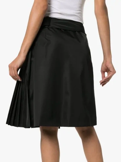 Shop Prada Gabardine Belt Bag Pleated Skirt In F0002 Black