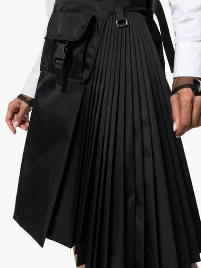 Shop Prada Gabardine Belt Bag Pleated Skirt In F0002 Black