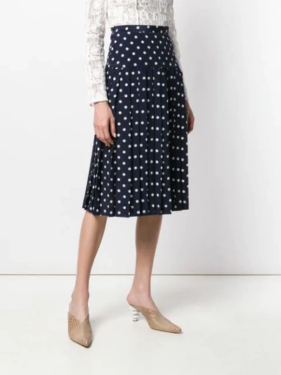 Shop Alessandra Rich Polka Dot Pleated Skirt - Blue