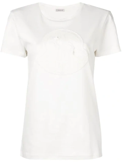 Shop Moncler Embroidered Logo Plaque T-shirt In White