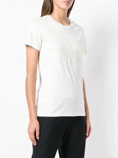 Shop Moncler Embroidered Logo Plaque T-shirt In White