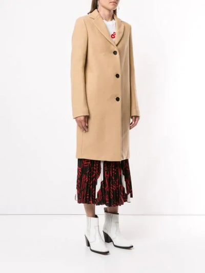 Shop Msgm Single Breasted Coat In Brown